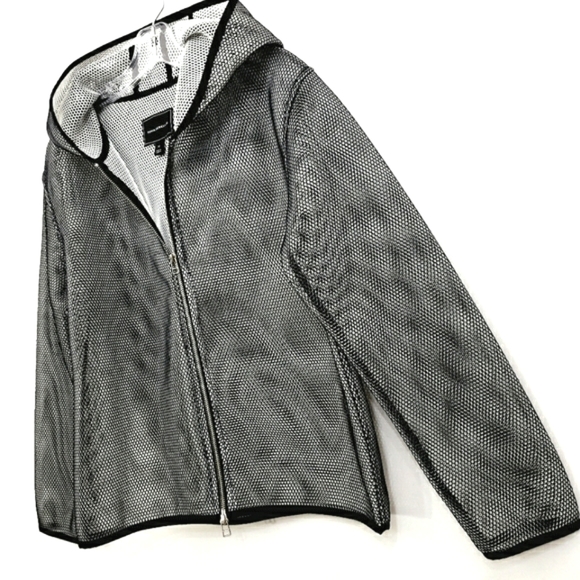 Nwot Tonia Debellis Designer Longsleeve Mesh Hooded Zip Front Jacket - Picture 5 of 16